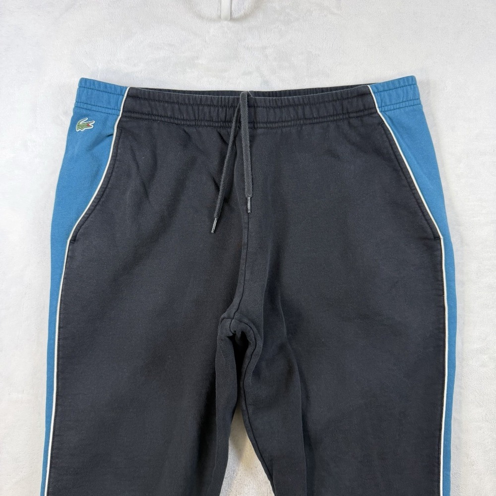 Lacoste Sports Men's Black Contrast Side Piping Panel Fleece Jogger Size XL